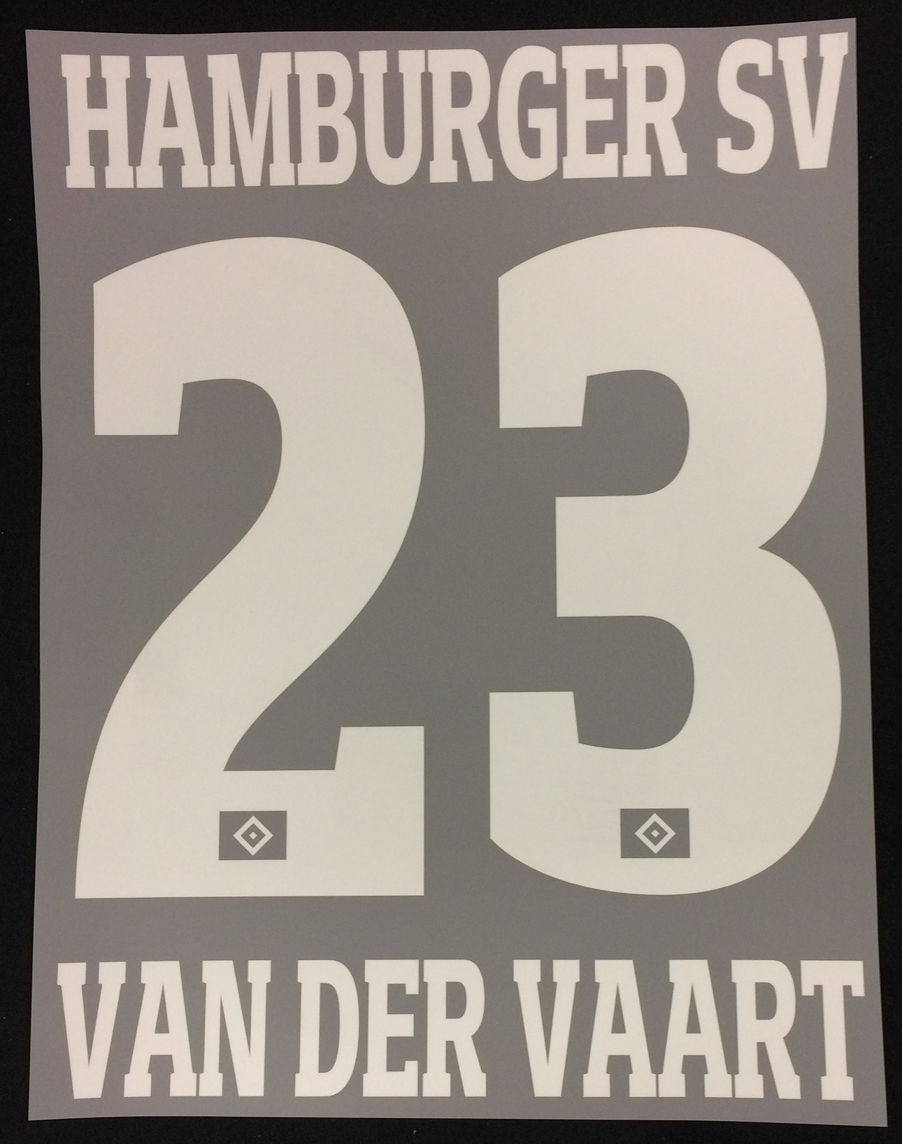 HSV Hamburger SV VAN DER VAART Flock 25 cm fürs adidas Away Trikot 2016-2017