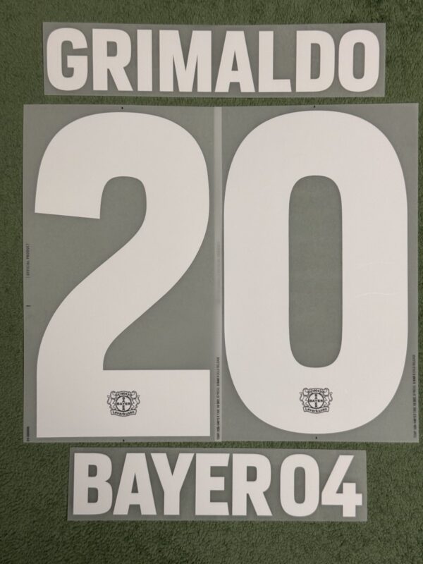 Bayer 04 Leverkusen Spieler Flock Grimaldo Castore Away Trikot 2023-2024